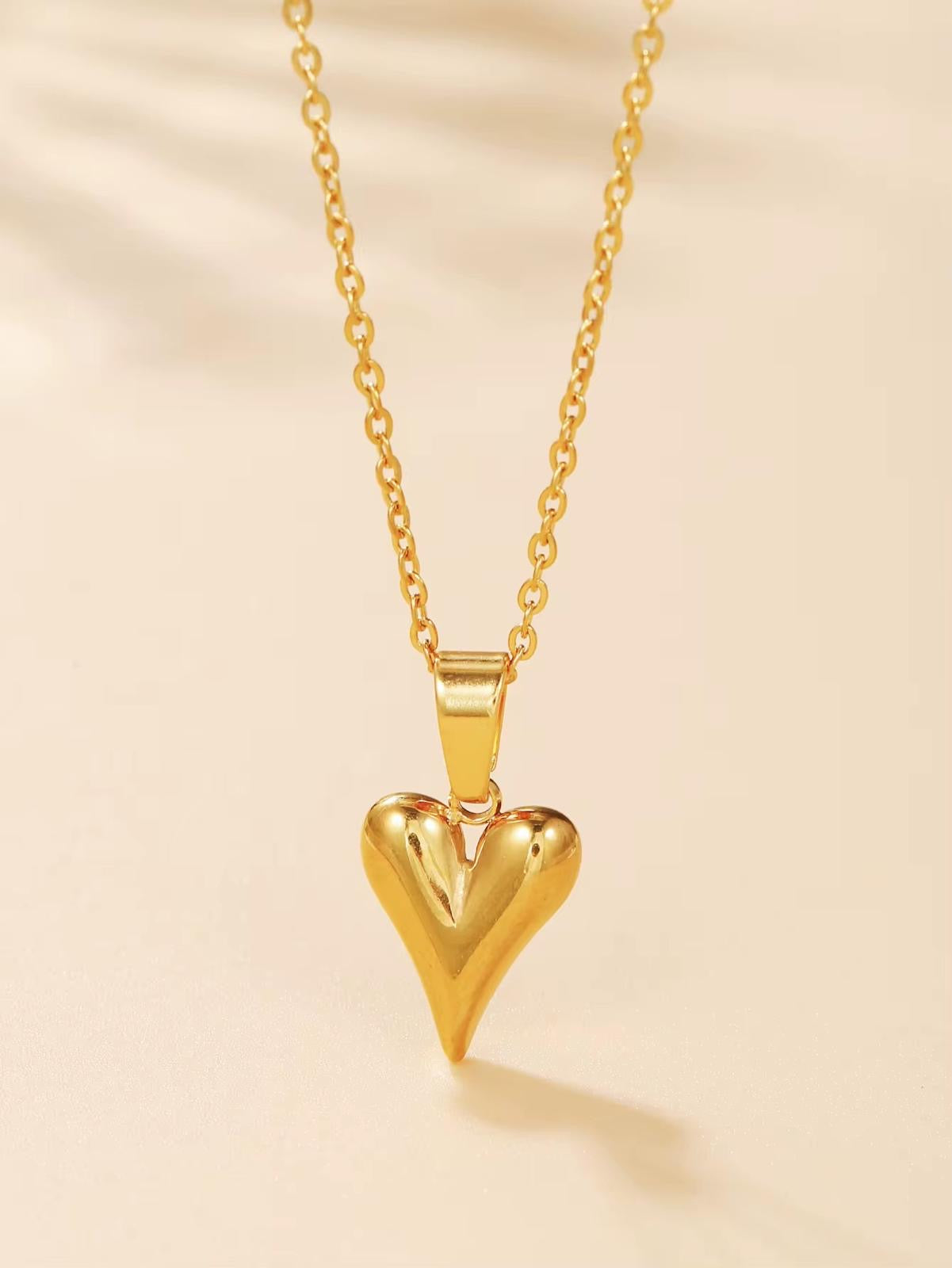 Gold/Silver Plated Stainless Steel Heart Pendant Minimalist Necklace for Women