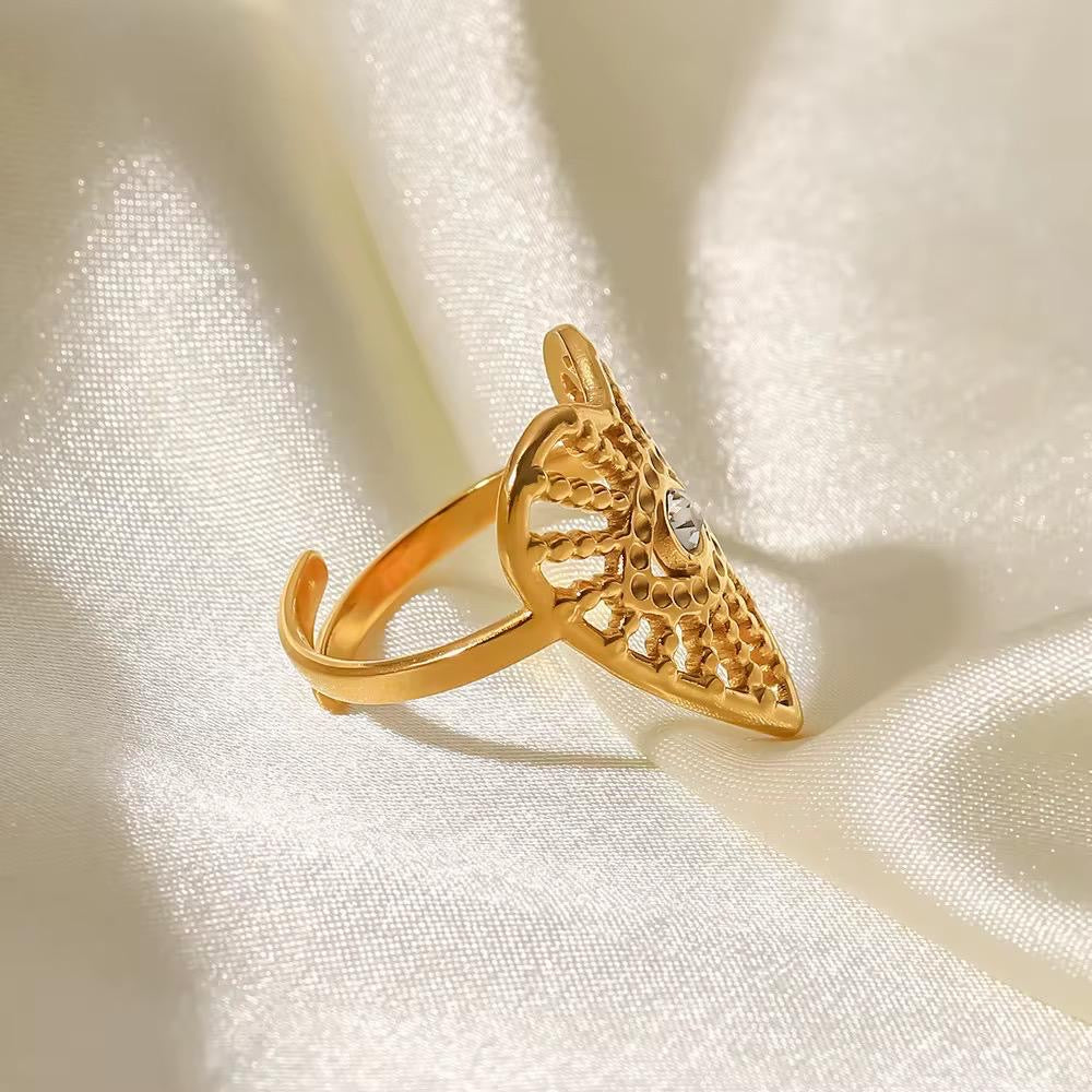 18K Gold-Plated Titanium Steel Adjustable Geometric Open Ring Variety for Women