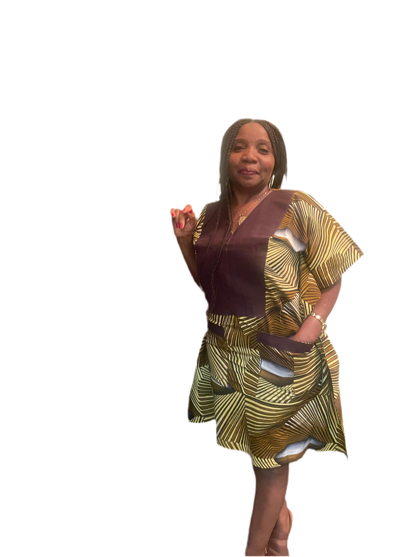 Ankara dress with aso oke pattern