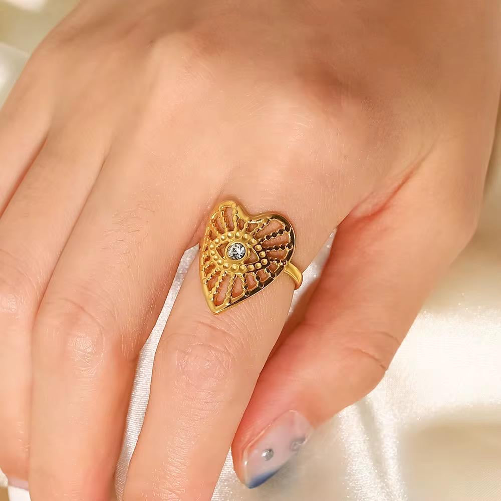 18K Gold-Plated Titanium Steel Adjustable Geometric Open Ring Variety for Women