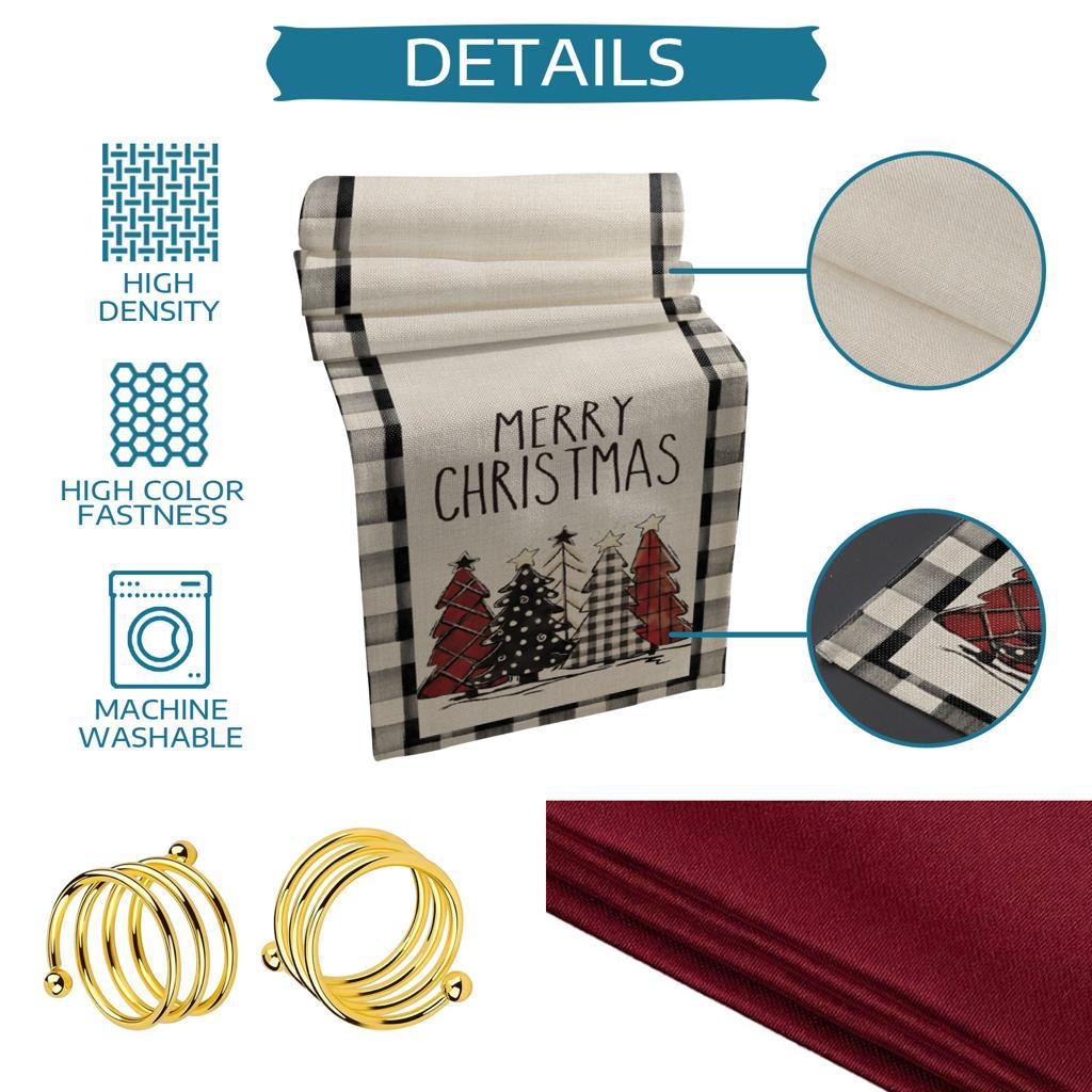Merry Christmas Table Dinning Linen Set : 6 Piece Set
