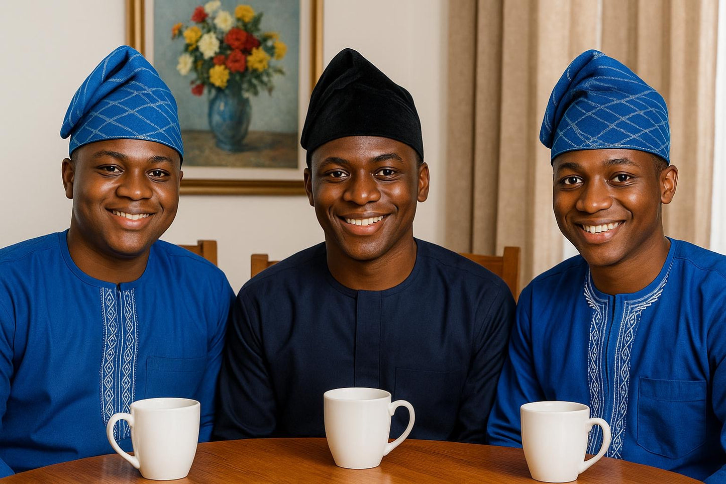 Aso Oke Fila Cap – Stylish African Men’s Hat – Nigerian Yoruba Headwear for Weddings, Parties & Everyday Fashion.