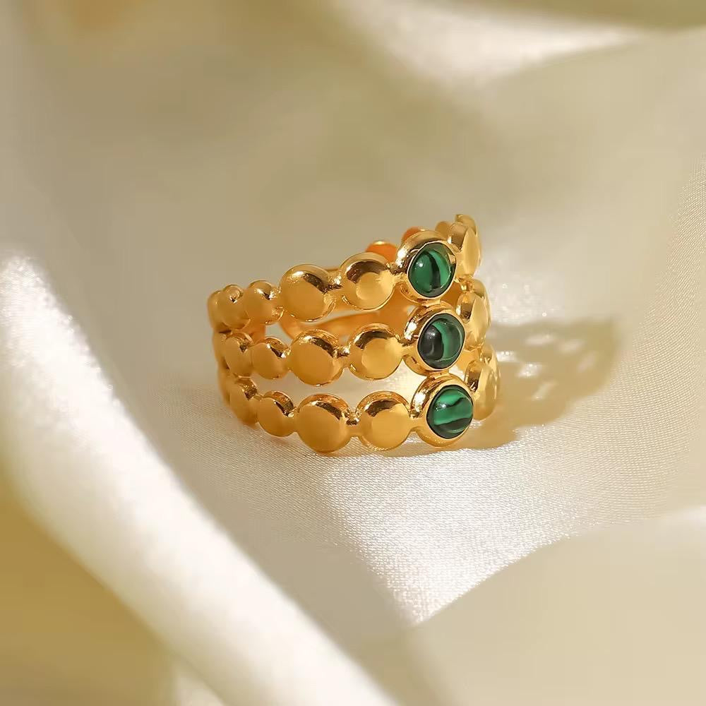 18K Gold-Plated Titanium Steel Adjustable Geometric Open Ring Variety for Women