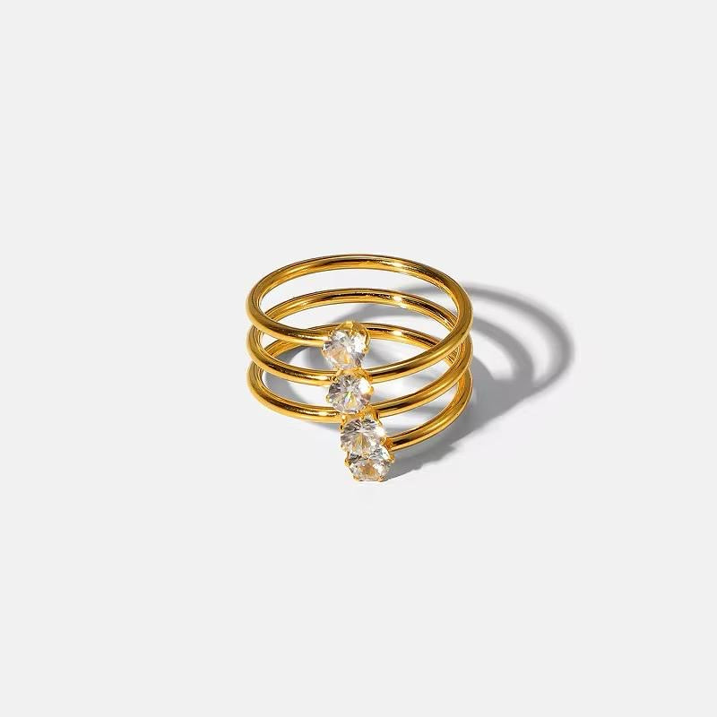 18K Gold-Plated Titanium Steel Adjustable Geometric Open Ring Variety for Women