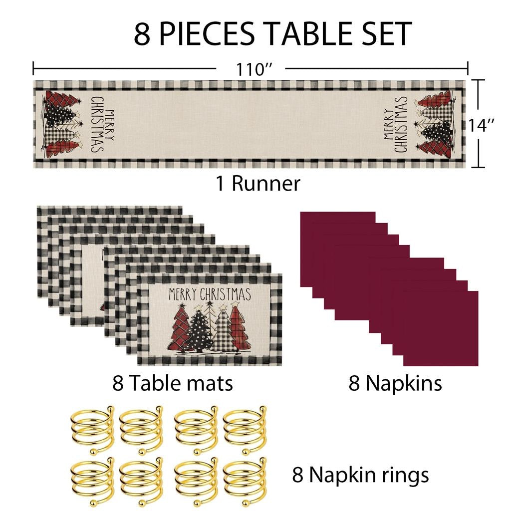 Merry Christmas Dinning Table Linen Set : 8 piece set