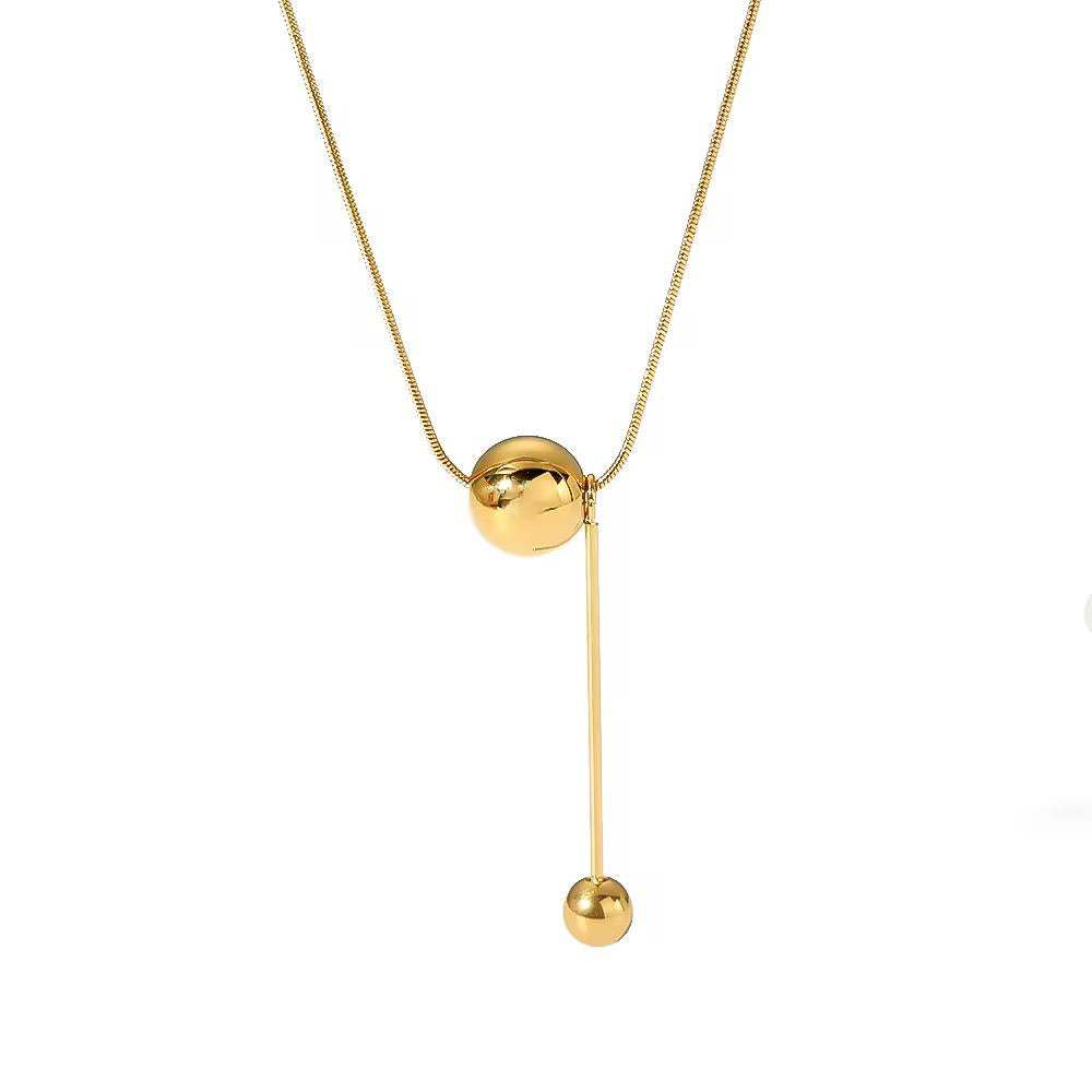 18K Gold Stainless Steel Ball Snake Chain Necklace