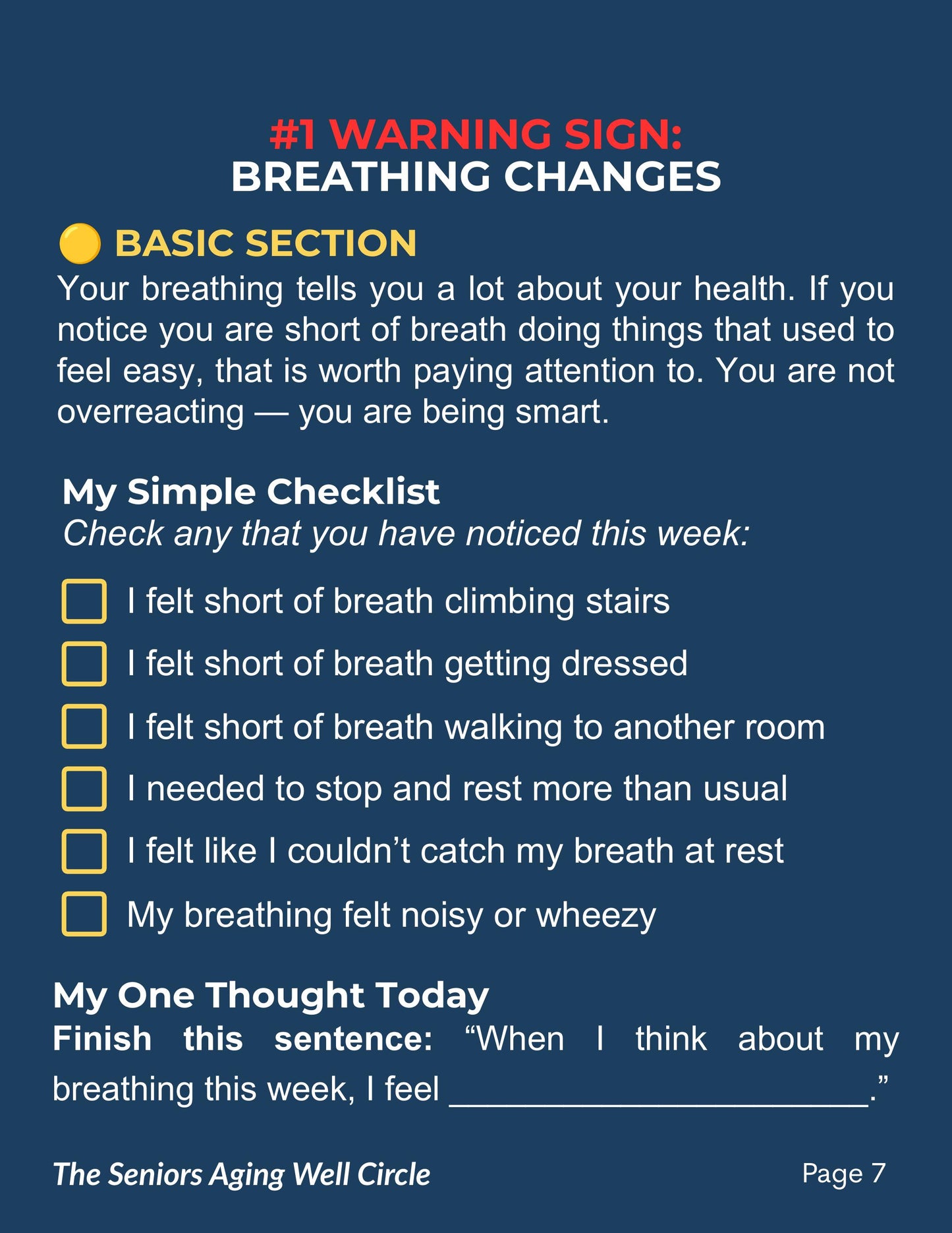 Seniors SOS — Early Warning Signs Workbook & Symptom Tracker (for Caregivers)